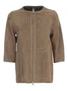 The Jackie Leathers Green Bomber Jacket In Brown