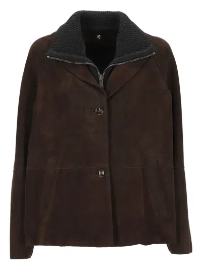 The Jackie Leathers Layered Jacket In Brown