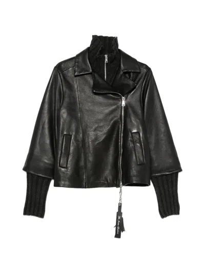 The Jackie Leathers Layered Leather Jacket In Black