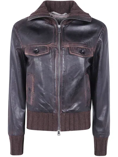 The Jackie Leathers Leather Bomber Jacket "clelia" In Black