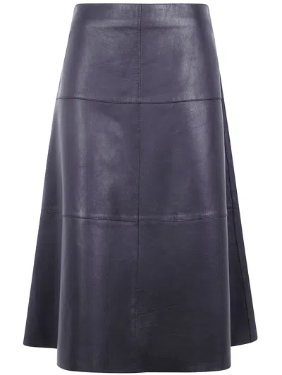 The Jackie Leathers Leather Skirt "rhea" In Blue