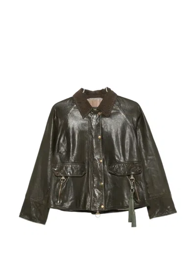 The Jackie Leathers Leather Zip-up Jacket In Green