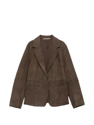 The Jackie Leathers Lucilla Single-breasted Leather Blazer In Black