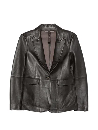 The Jackie Leathers Single-breasted Leather Jacket In Brown