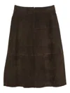 The Jackie Leathers Suede A-line Skirt In Brown