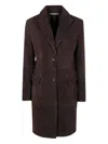 The Jackie Leathers Suede Button-fastening Coat In Brown
