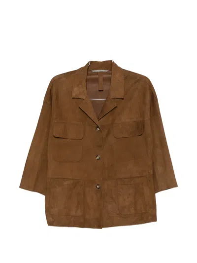 The Jackie Leathers Suede Jacket In Brown