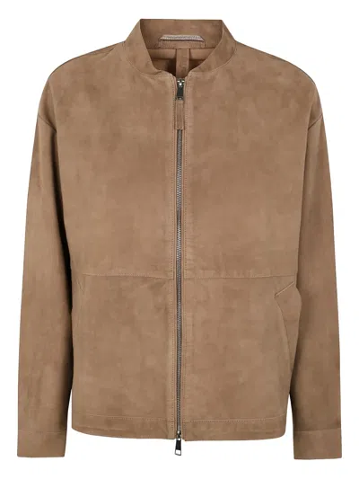 THE JACKIE LEATHERS SUEDE ZIP-UP JACKET