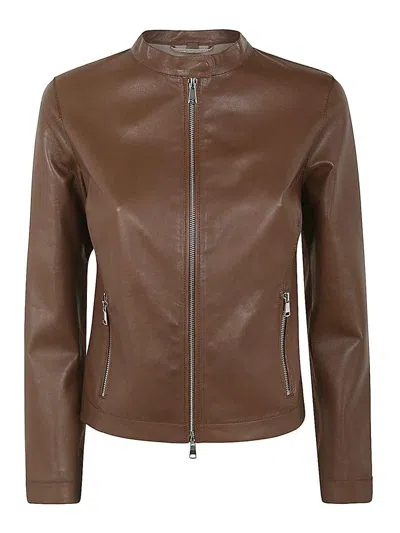 The Jackie Leathers Tarifa Leather Jacket In Brown