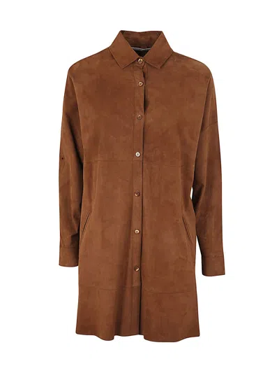 The Jackie Leathers Swan Long Sleeves Trench In Brown