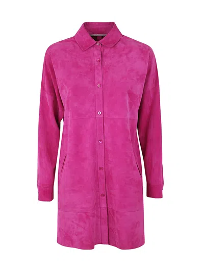 The Jackie Leathers Swan Long Sleeves Trench In Pink & Purple