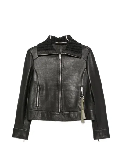 The Jackie Leathers Zip-up Leather Jacket In Black