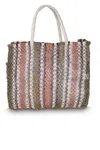 The Jacksons Barry Stripes Olive Jute Bag In Multi