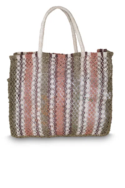 The Jacksons Barry Stripes Olive Jute Bag