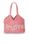 The Jacksons Dora Amore Rose Jute Bag In Pink