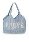 The Jacksons Dora Amore Sky Jute Bag In Blue