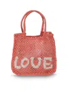 The Jacksons Lucy Love Peach Jute Bag In Pink