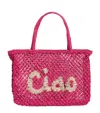 The Jacksons Mini Jute Ciao Tracy Tote Bag In Pink