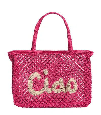 The Jacksons Mini Jute Ciao Tracy Tote Bag In Pink