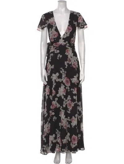 Pre-owned The Jetset Diaries Floral Print Long Dress In Black