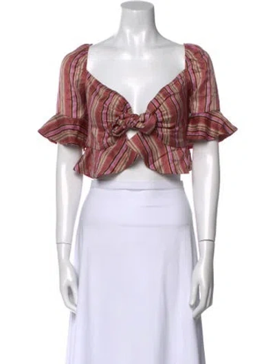 Pre-owned The Jetset Diaries Plaid Print V-neck Crop Top In Multi