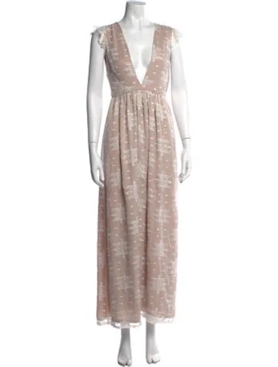 Pre-owned The Jetset Diaries Printed Long Dress In Neutrals
