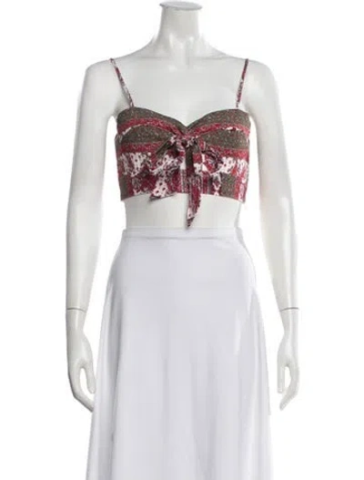 Pre-owned The Jetset Diaries Printed V-neck Crop Top W/ Tags In White