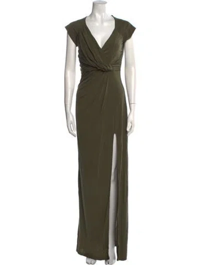 Pre-owned The Jetset Diaries V-neck Long Dress In Green