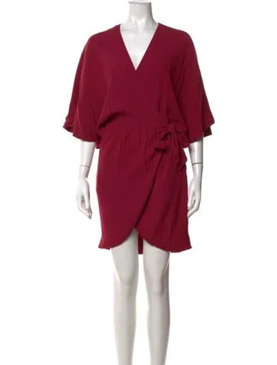 Pre-owned The Jetset Diaries V-neck Mini Dress In Burgundy