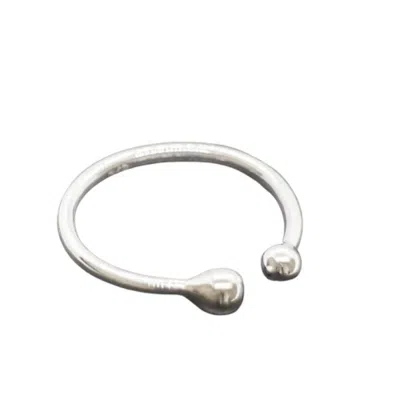 The Jewellery Store London Women's Adjustable Two Beads Ring In Sterling Silver