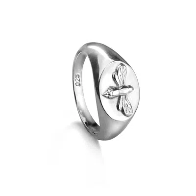 The Jewellery Store London Women's Bee Signet Ring In Sterling Silver
