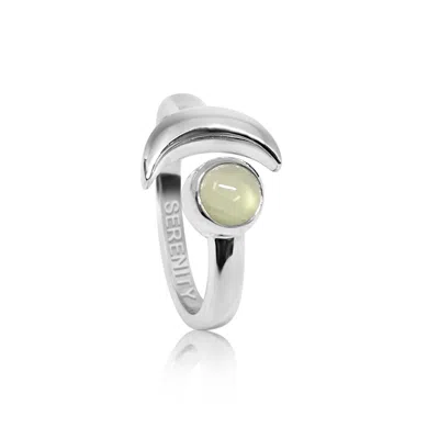 The Jewellery Store London Women's Black / Silver Adjustable March Serenity Birthstone Ring In Sterling Silver-aqua Chalcedony In Multi