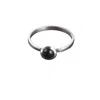 The Jewellery Store London Women's Black / Silver Round Black Onyx Ring In Sterling Silver