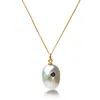 The Jewellery Store London Women's Blue / Gold / White Keshi Pearl Necklace With Blue Sapphire In Solid Gold