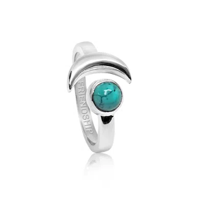 The Jewellery Store London Women's Blue / Silver Adjustable December Friendship Birthstone Ring In Sterling Silver- Turquoise In Multi