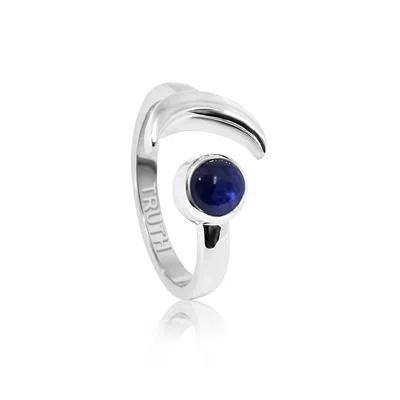 The Jewellery Store London Women's Blue / Silver Adjustable September Truth Birthstone Ring In Sterling Silver- Blue Sapphire In Multi