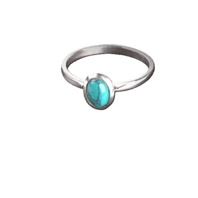 The Jewellery Store London Women's Blue / Silver Oval Turquoise Ring In Sterling Silver In Multi