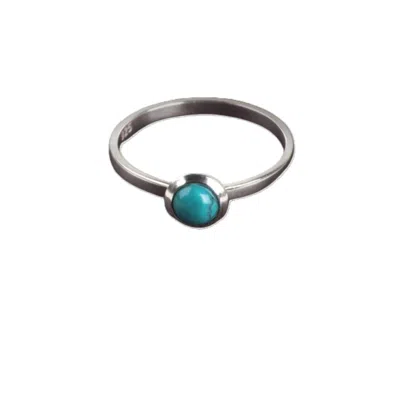 The Jewellery Store London Women's Blue / Silver Round Turquoise Ring In Sterling Silver
