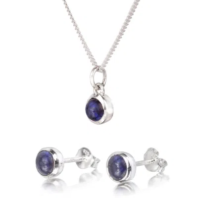 The Jewellery Store London Women's Blue / Silver September Birthstone Jewellery Set In Sterling Silver-blue Sapphire In Multi