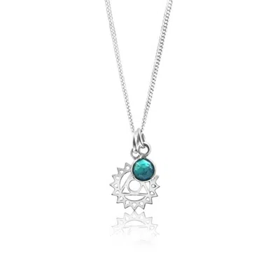 The Jewellery Store London Women's Blue / Silver Throat Chakra/vishuddha Chakra Charm Necklace In Sterling Silver – Turquoise