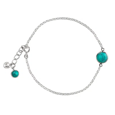 The Jewellery Store London Women's Blue / Silver Turquoise Chain Bracelet In Sterling Silver
