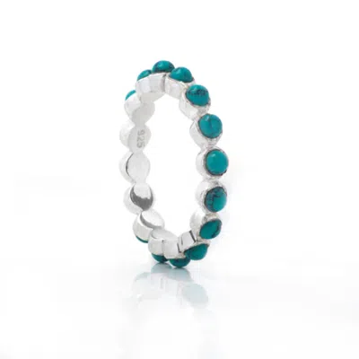The Jewellery Store London Women's Blue / Silver Turquoise Gemstone Band In Sterling Silver In Multi