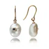 The Jewellery Store London Women's Blue / White / Gold Keshi Pearl Earrings With Blue Sapphire In Solid Gold