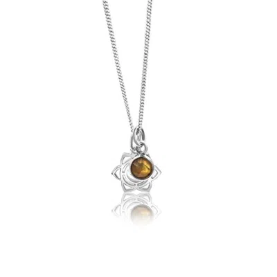 The Jewellery Store London Women's Brown / Silver Sacral Chakra/svadhishthana Chakra Charm Necklace In Sterling Silver – Tiger  In Multi