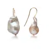 The Jewellery Store London Women's Champagne Baroque Pearl Earrings In Gold Vermeil