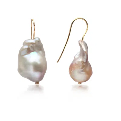 The Jewellery Store London Women's Champagne Baroque Pearl Earrings In Gold Vermeil