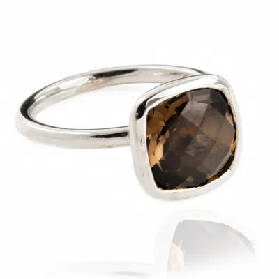 The Jewellery Store London Women's Desert Night Quartz Ring In Sterling Silver