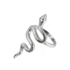 The Jewellery Store London Women's Detailed Snake Ring In Sterling Silver With Black Spinels