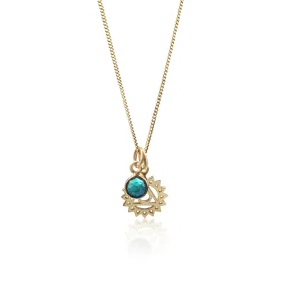 The Jewellery Store London Women's Gold / Blue Throat Chakra/vishuddha Chakra Charm Necklace In Gold Vermeil– Turquoise In Multi