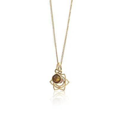The Jewellery Store London Women's Gold / Brown Sacral Chakra/svadhishthana Chakra Charm Necklace In Gold Vermeil– Tiger Eye